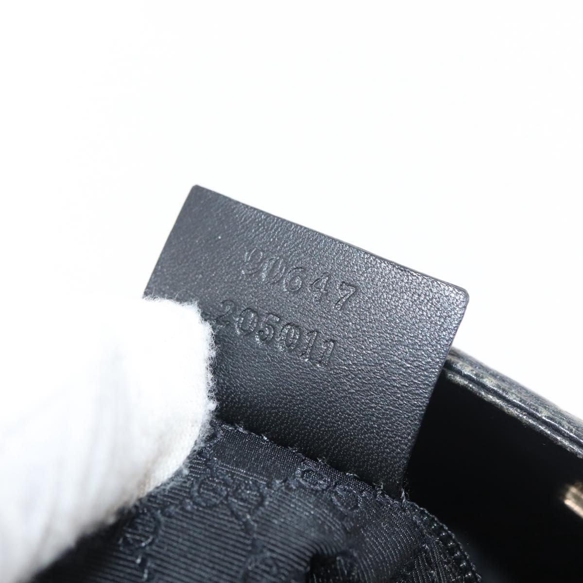 GUCCI Shoulder Bag Leather Black Silver Auth 143208