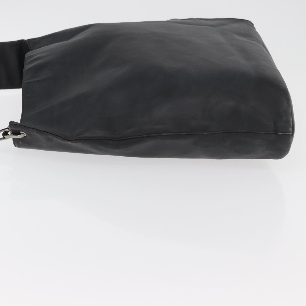 GUCCI Shoulder Bag Leather Black Silver Auth 143208