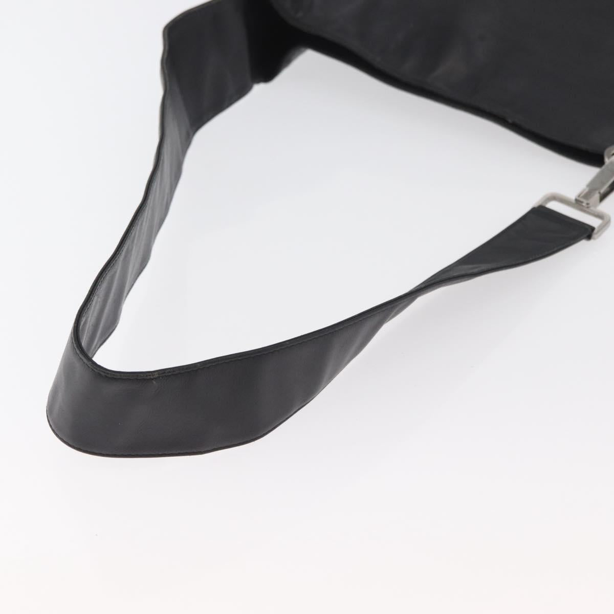 GUCCI Shoulder Bag Leather Black Silver Auth 143208