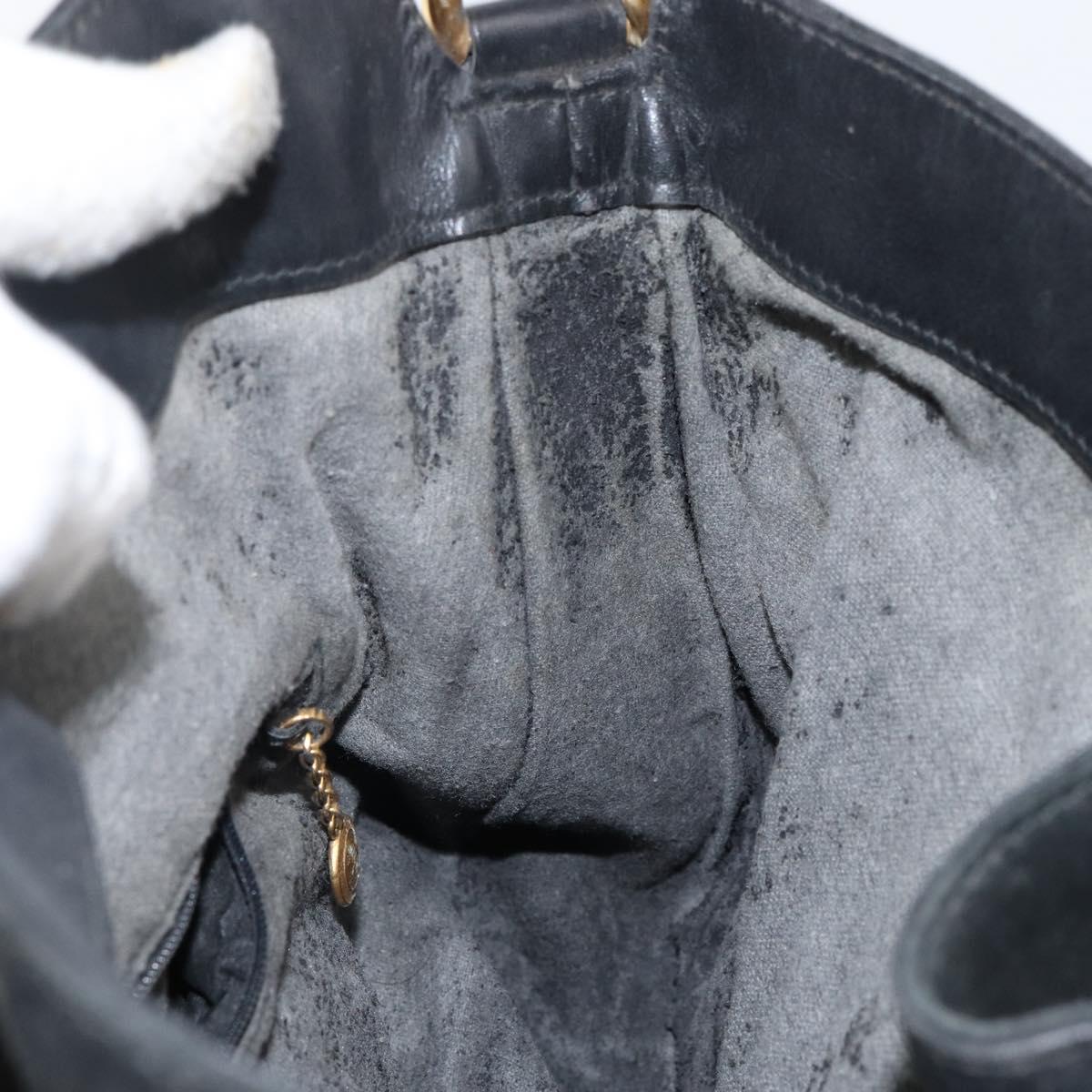 GUCCI Bamboo Hand Bag Suede Leather 2way Black Gold 001 3754 1638 Auth 143211