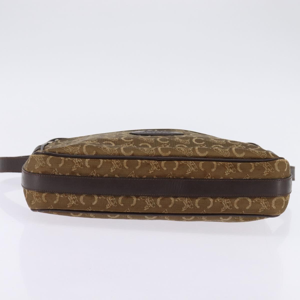 CELINE C Sulky Shoulder Bag Canvas Brown Gold Auth 143216