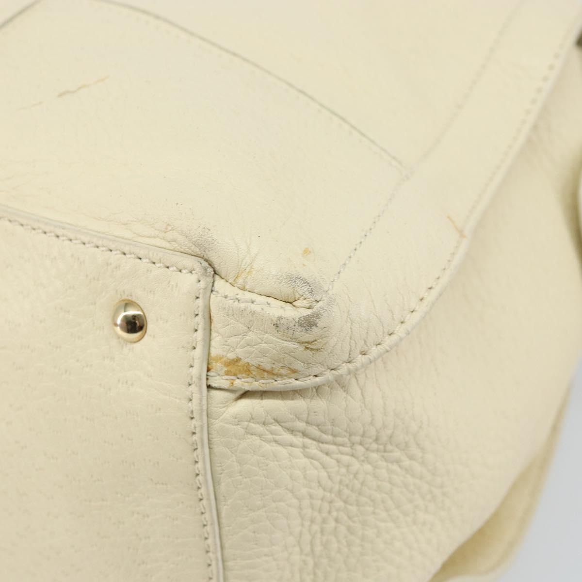 Salvatore Ferragamo Gancini Shoulder Bag Leather Gold Beige Auth 143218
