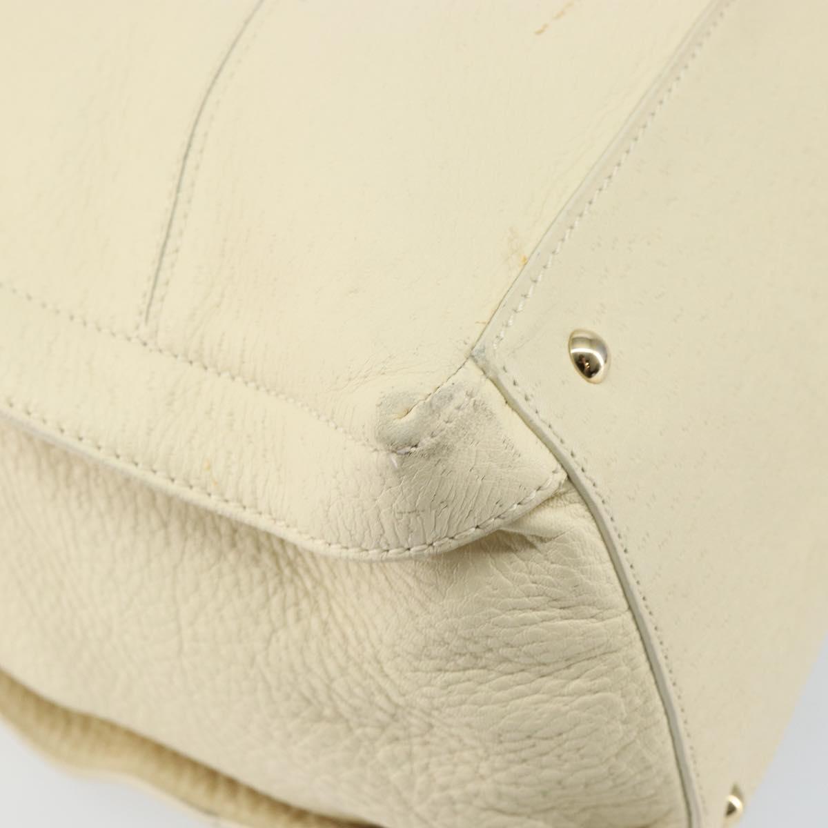 Salvatore Ferragamo Gancini Shoulder Bag Leather Gold Beige Auth 143218