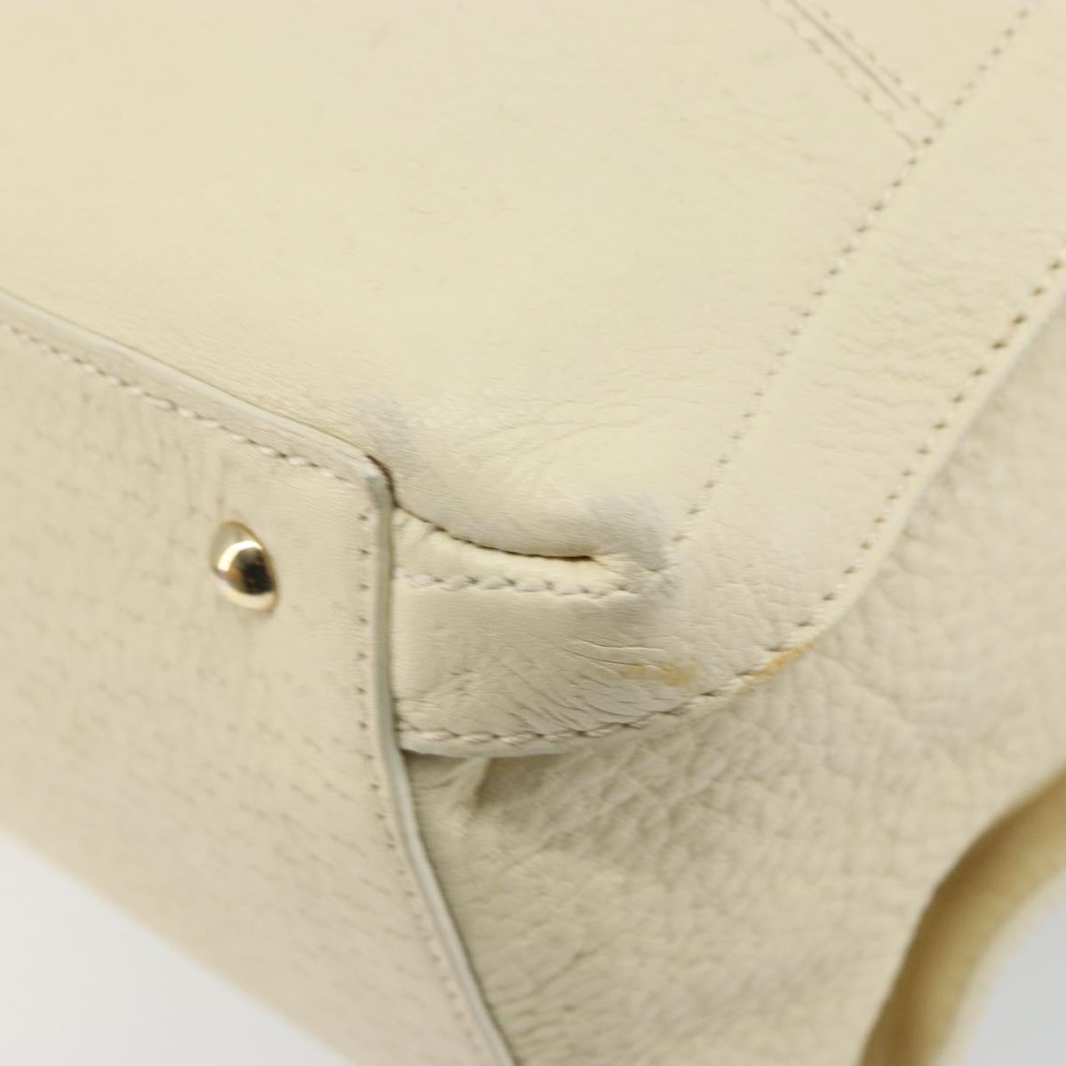 Salvatore Ferragamo Gancini Shoulder Bag Leather Gold Beige Auth 143218
