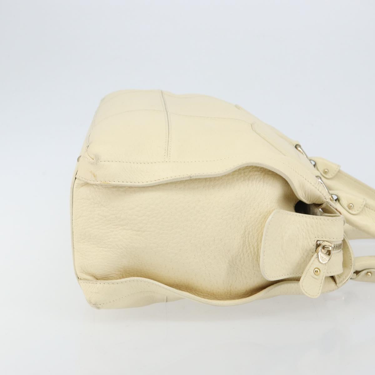 Salvatore Ferragamo Gancini Shoulder Bag Leather Gold Beige Auth 143218