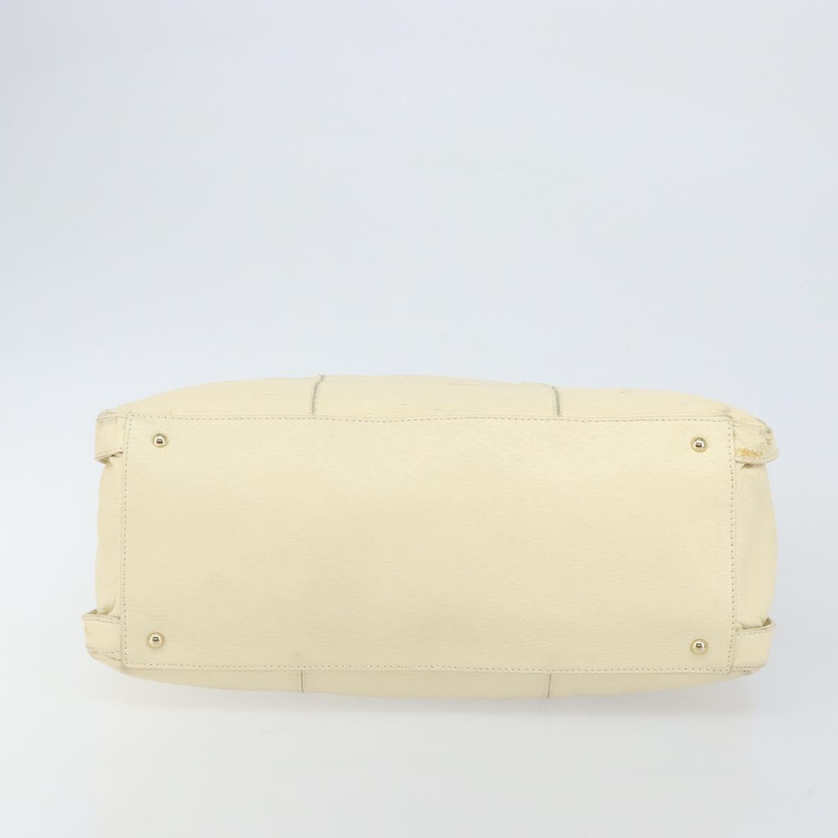 Salvatore Ferragamo Gancini Shoulder Bag Leather Gold Beige Auth 143218