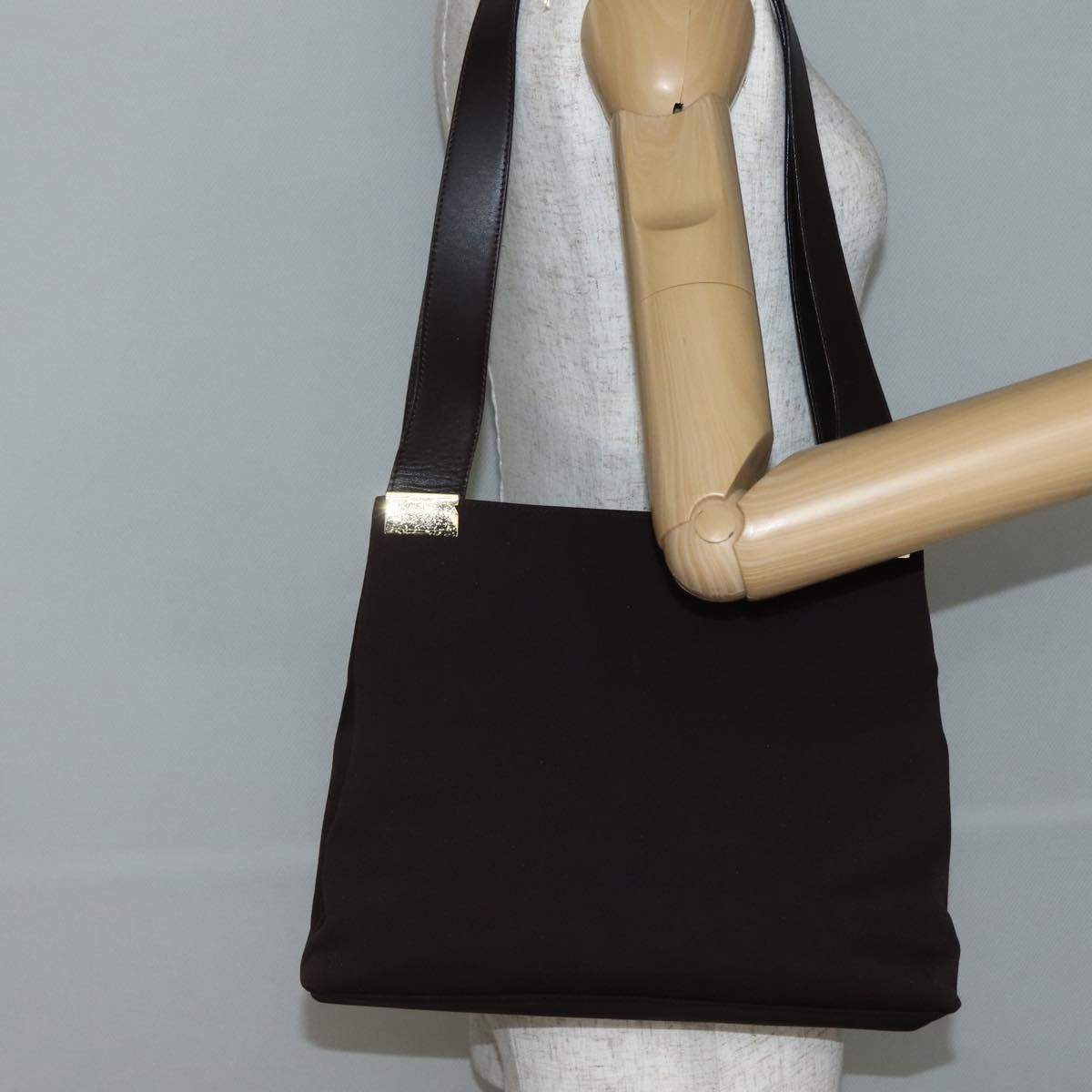 Salvatore Ferragamo Tote Bag Canvas Brown Gold Auth 143220