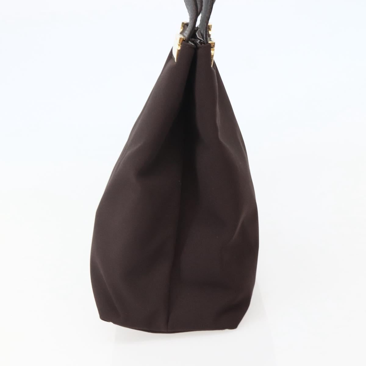 Salvatore Ferragamo Tote Bag Canvas Brown Gold Auth 143220