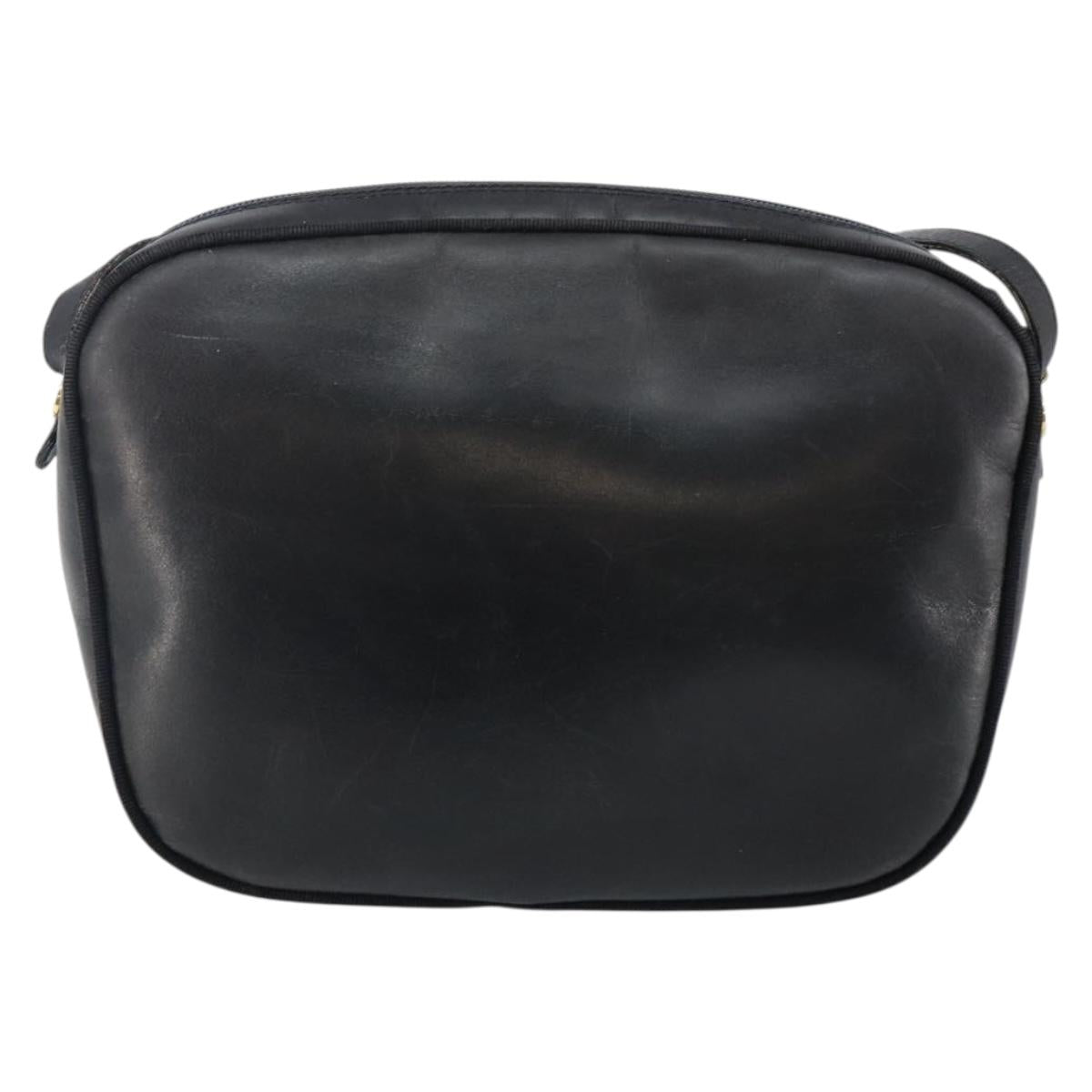 Salvatore Ferragamo Vala Shoulder Bag Leather Navy Gold Auth 143221