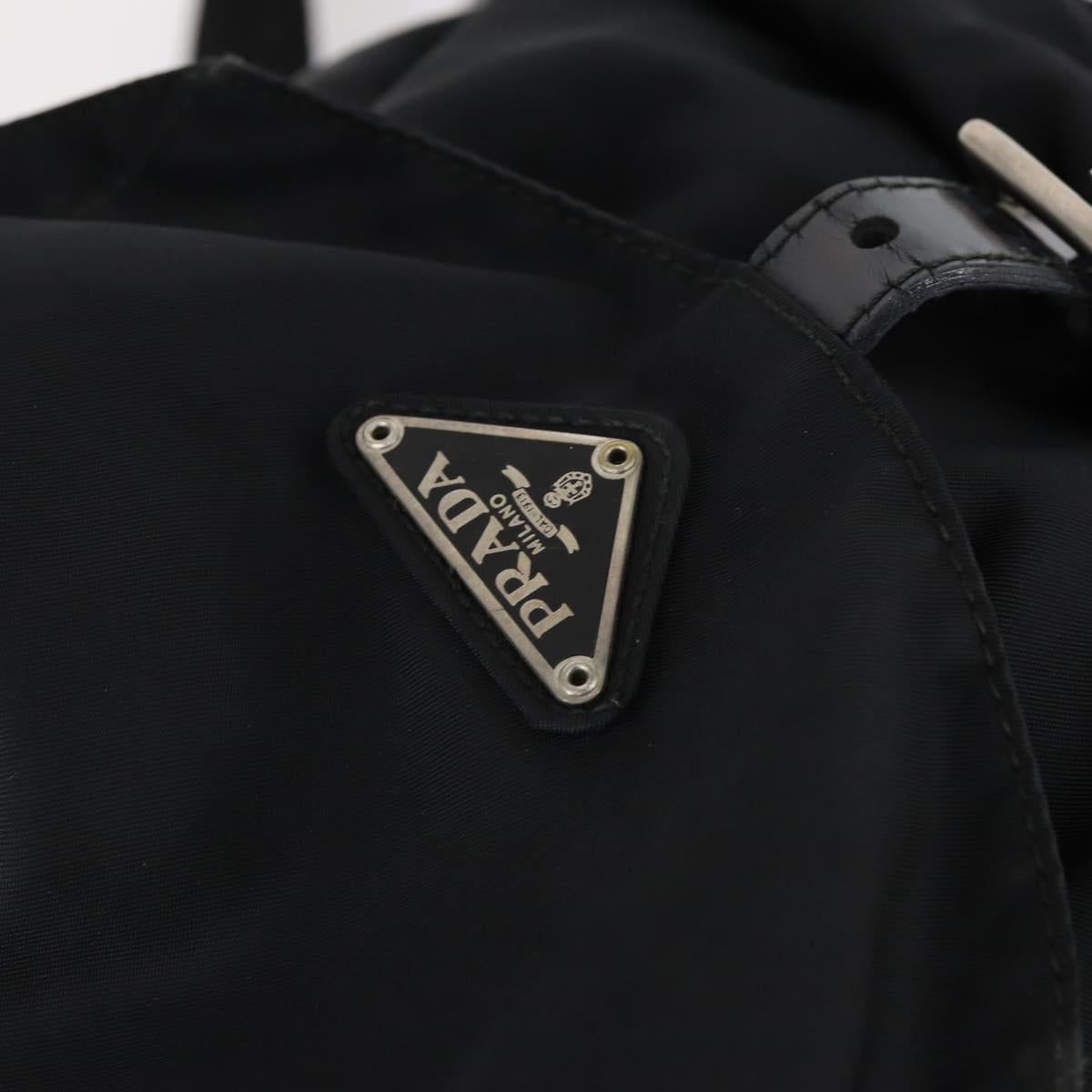 PRADA Backpack Nylon Black Silver Auth 143225A