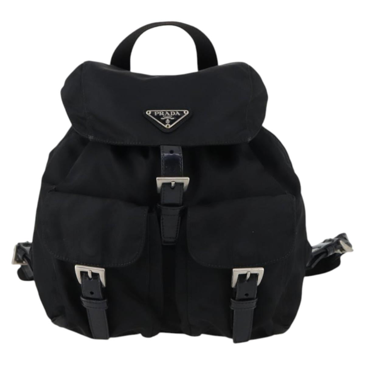 PRADA Backpack Nylon Black Silver Auth 143225A