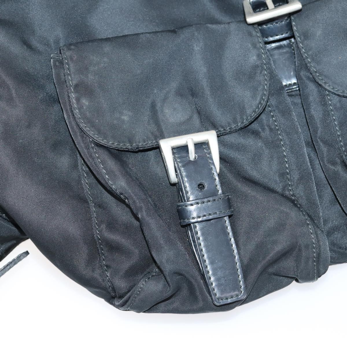 PRADA Backpack Nylon Black Silver Auth 143225