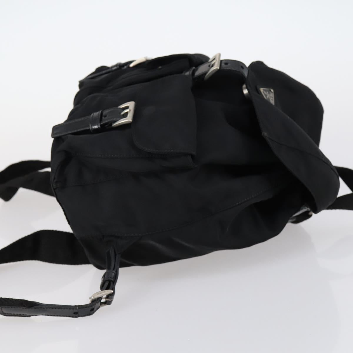 PRADA Backpack Nylon Black Silver Auth 143225A