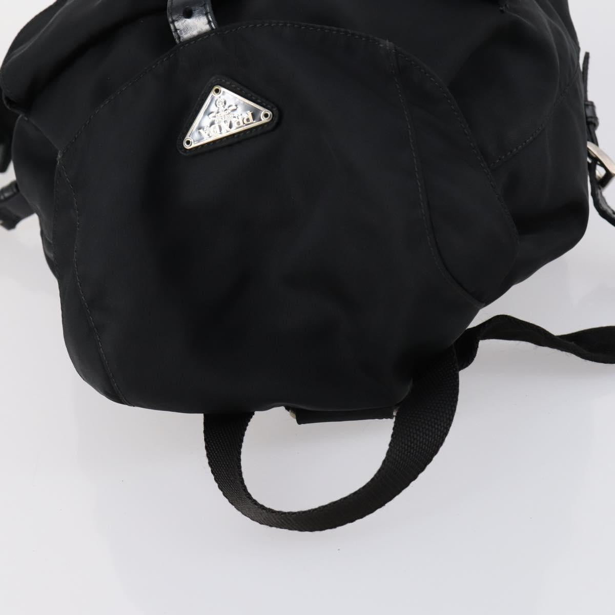 PRADA Backpack Nylon Black Silver Auth 143225