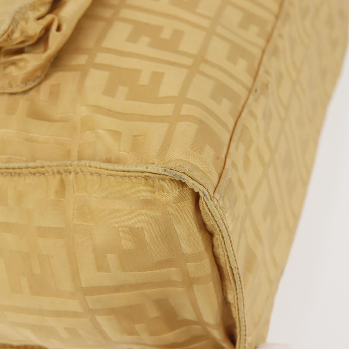 FENDI Zucca Canvas Hand Bag Yellow Gold Auth 143226