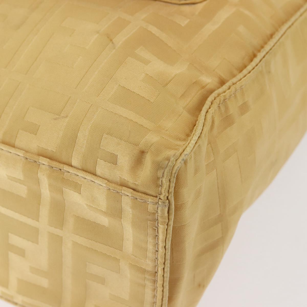 FENDI Zucca Canvas Hand Bag Yellow Gold Auth 143226