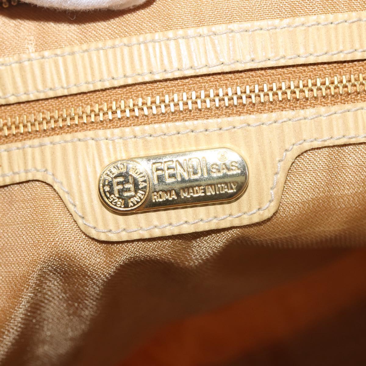 FENDI Zucca Canvas Hand Bag Yellow Gold Auth 143226