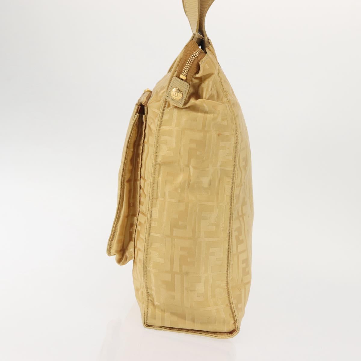 FENDI Zucca Canvas Hand Bag Yellow Gold Auth 143226