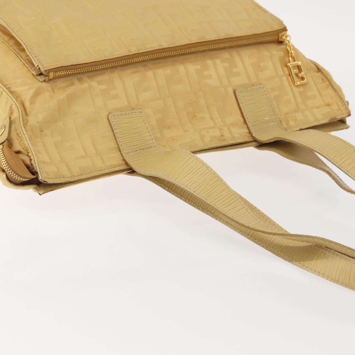 FENDI Zucca Canvas Hand Bag Yellow Gold Auth 143226