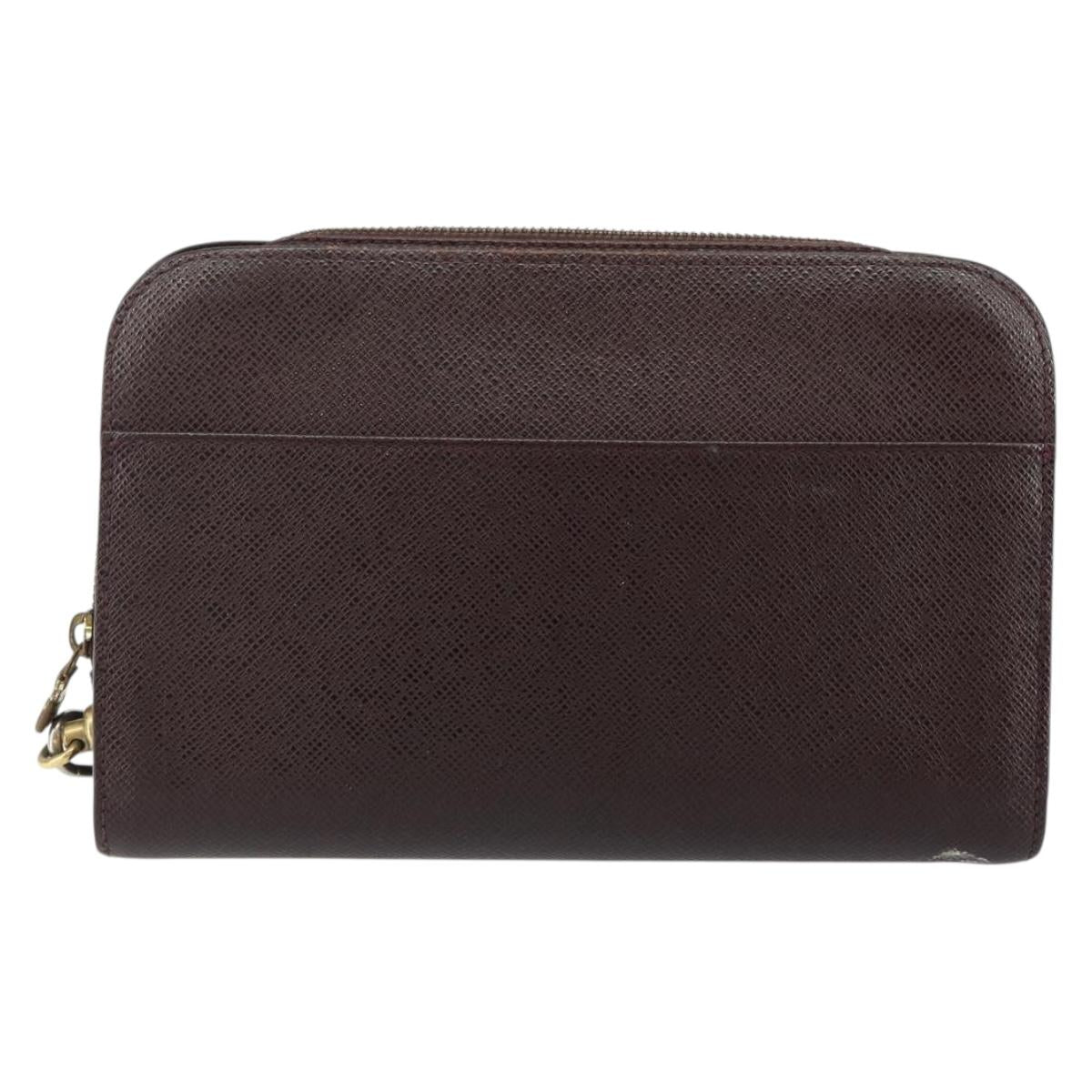 LOUIS VUITTON Taiga Baikal Clutch Bag Acajou M30186 LV Auth 143227