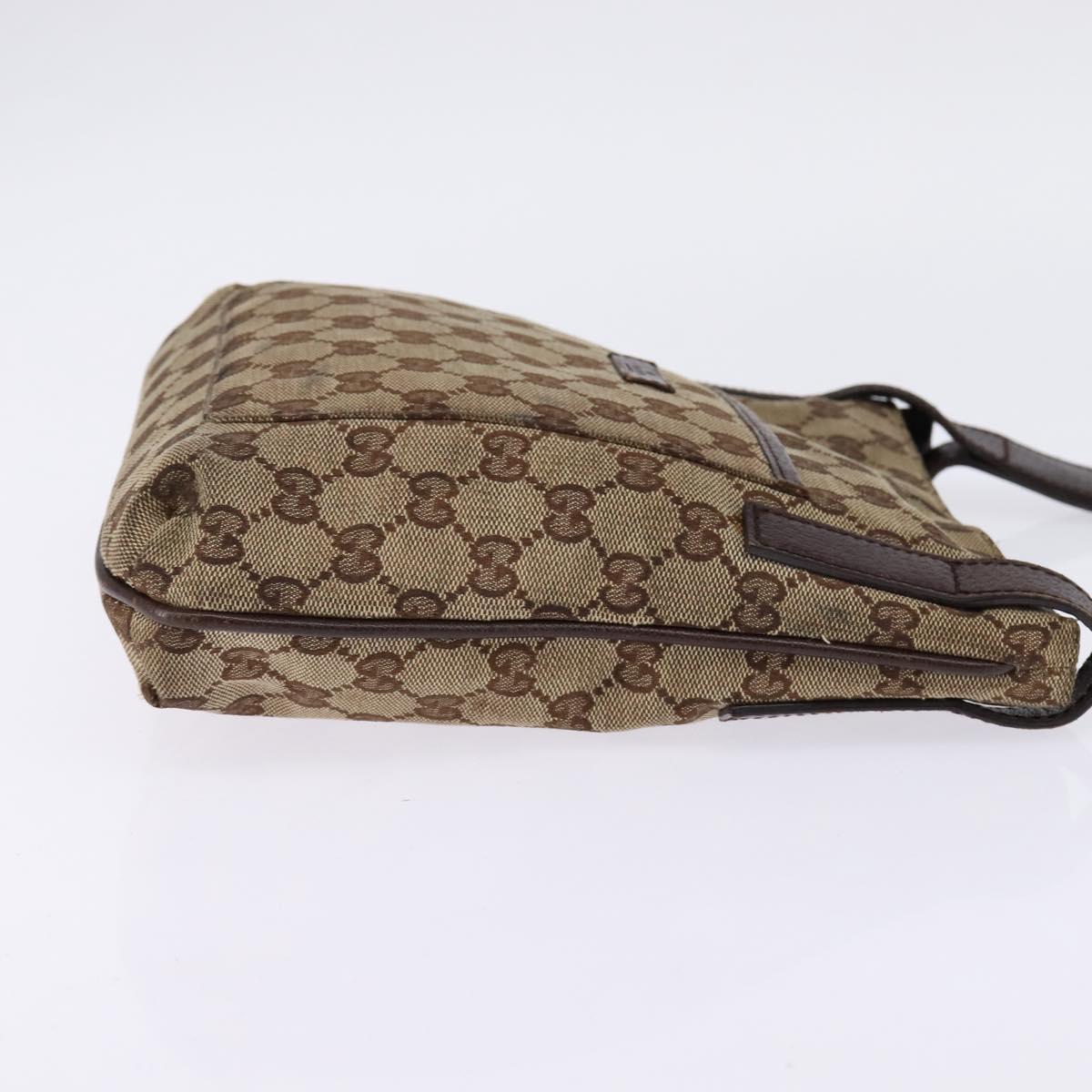 GUCCI GG Canvas Shoulder Bag Beige Silver Auth 143234