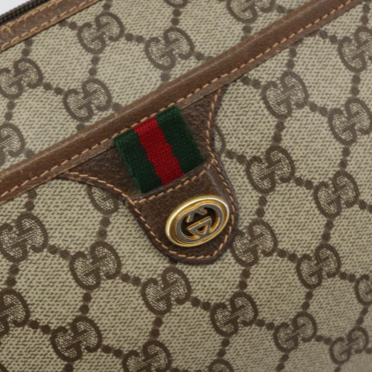 GUCCI GG Supreme Web Sherry Line Shoulder Bag PVC Beige 89 02 077 Auth 143236