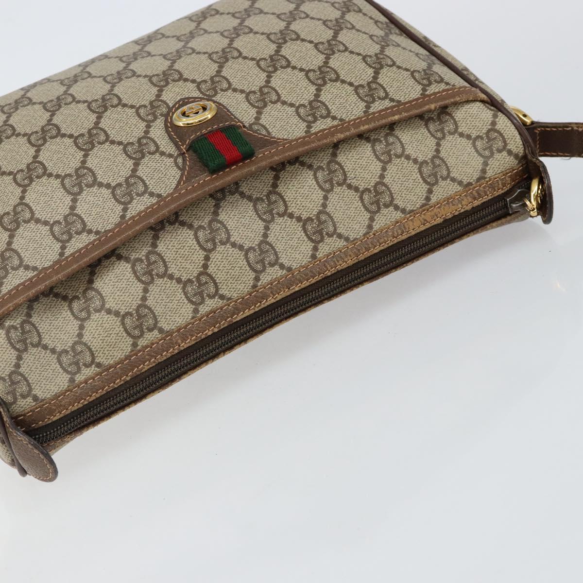 GUCCI GG Supreme Web Sherry Line Shoulder Bag PVC Beige 89 02 077 Auth 143236