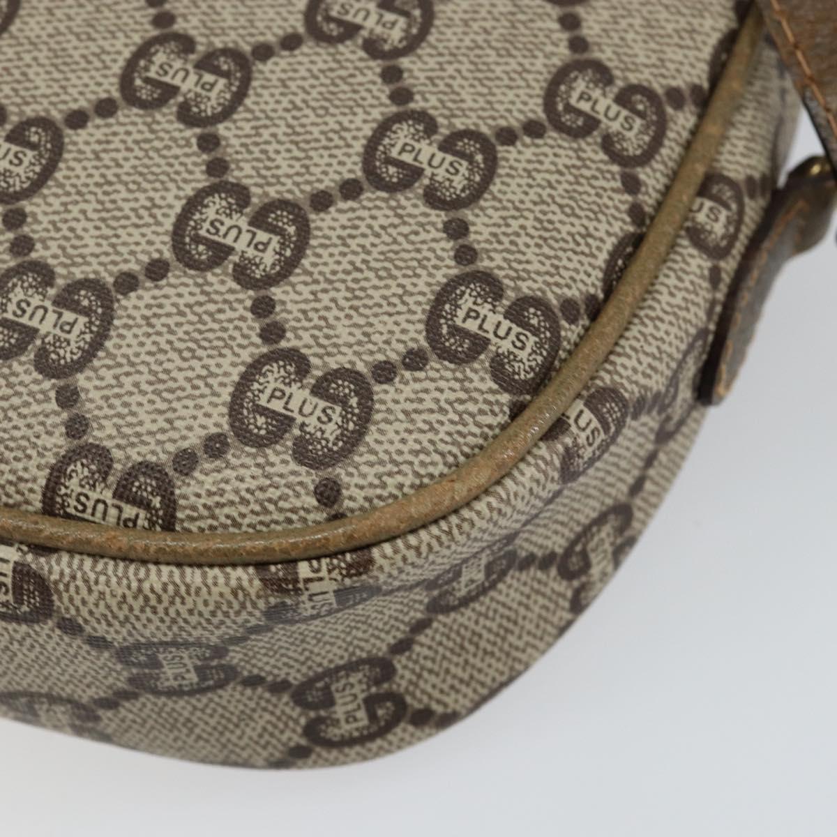 GUCCI GG Plus Supreme Shoulder Bag PVC Leather Beige Gold Auth 143237