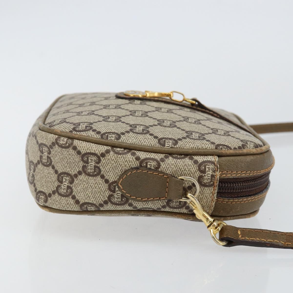 GUCCI GG Plus Supreme Shoulder Bag PVC Leather Beige Gold Auth 143237