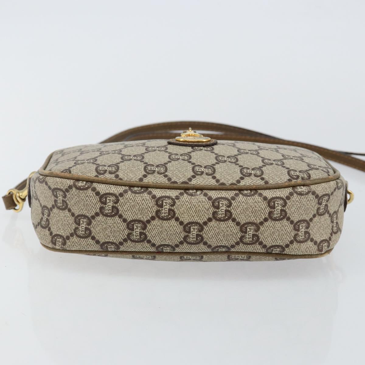 GUCCI GG Plus Supreme Shoulder Bag PVC Leather Beige Gold Auth 143237