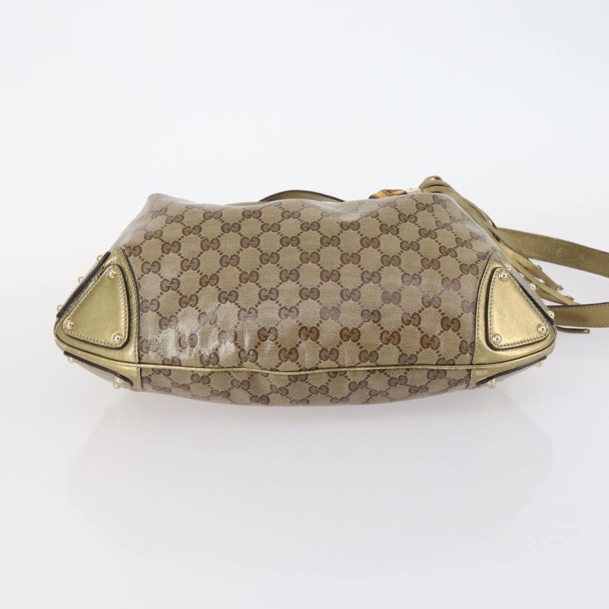 GUCCI GG Crystal Shoulder Bag 2way Beige Gold 185566 Auth 143239