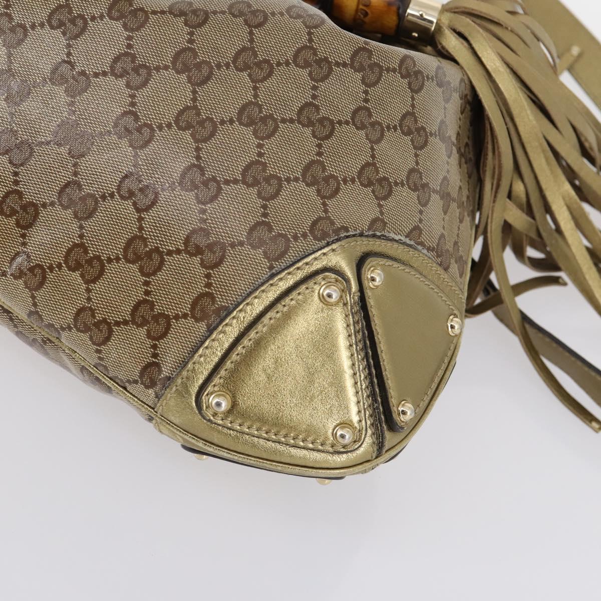 GUCCI GG Crystal Shoulder Bag 2way Beige Gold 185566 Auth 143239