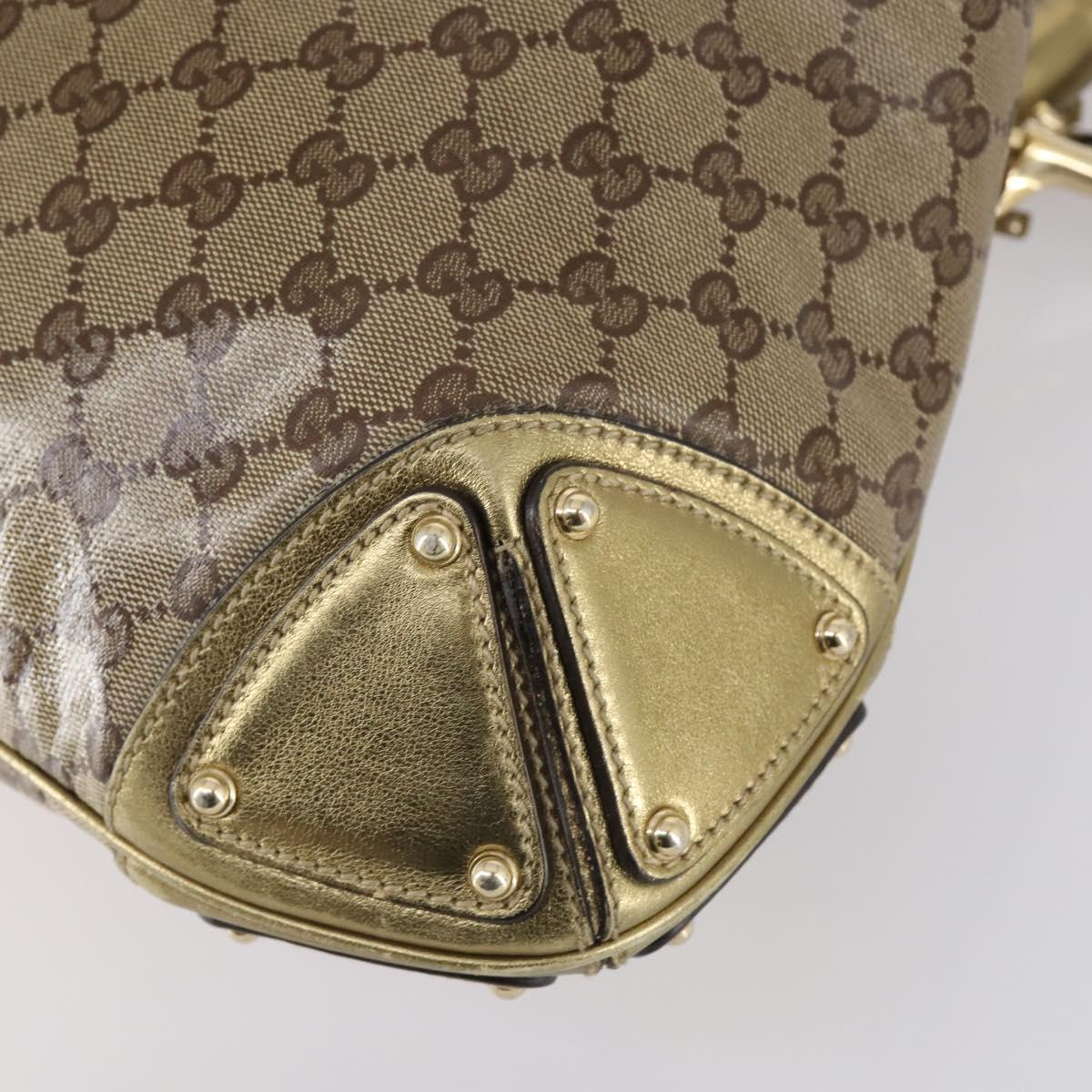 GUCCI GG Crystal Shoulder Bag 2way Beige Gold 185566 Auth 143239