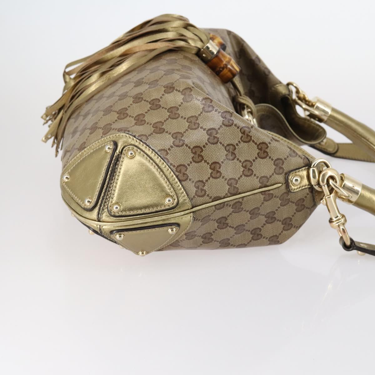 GUCCI GG Crystal Shoulder Bag 2way Beige Gold 185566 Auth 143239