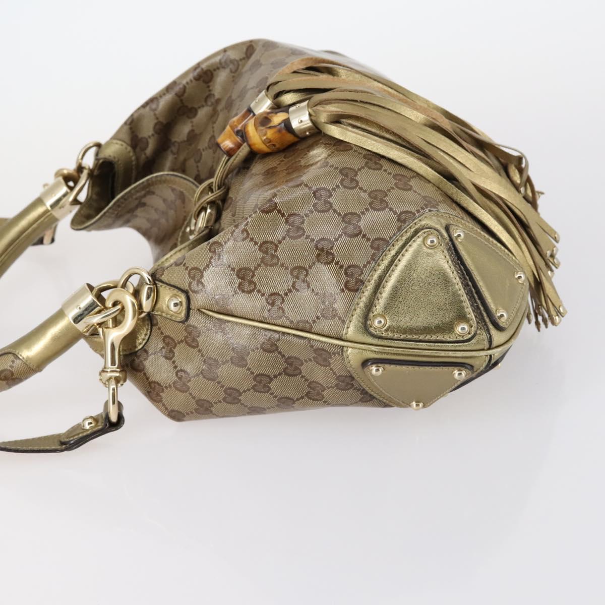 GUCCI GG Crystal Shoulder Bag 2way Beige Gold 185566 Auth 143239
