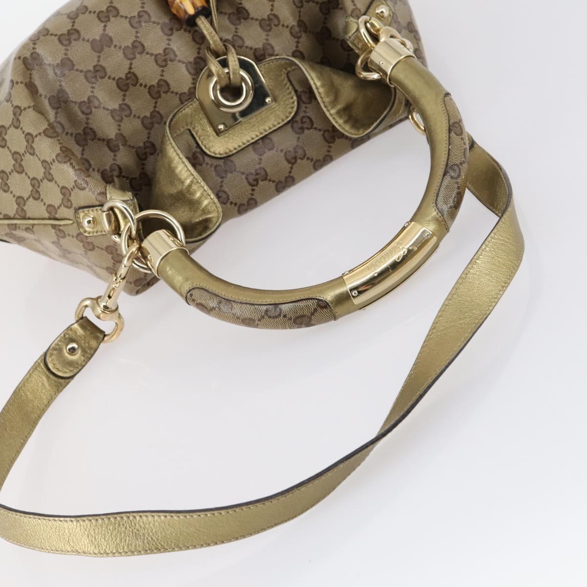 GUCCI GG Crystal Shoulder Bag 2way Beige Gold 185566 Auth 143239