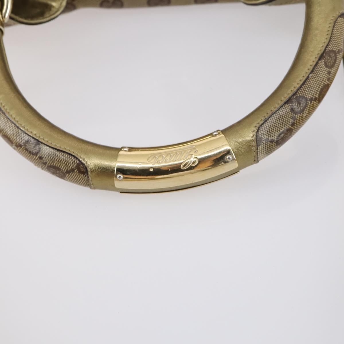 GUCCI GG Crystal Shoulder Bag 2way Beige Gold 185566 Auth 143239
