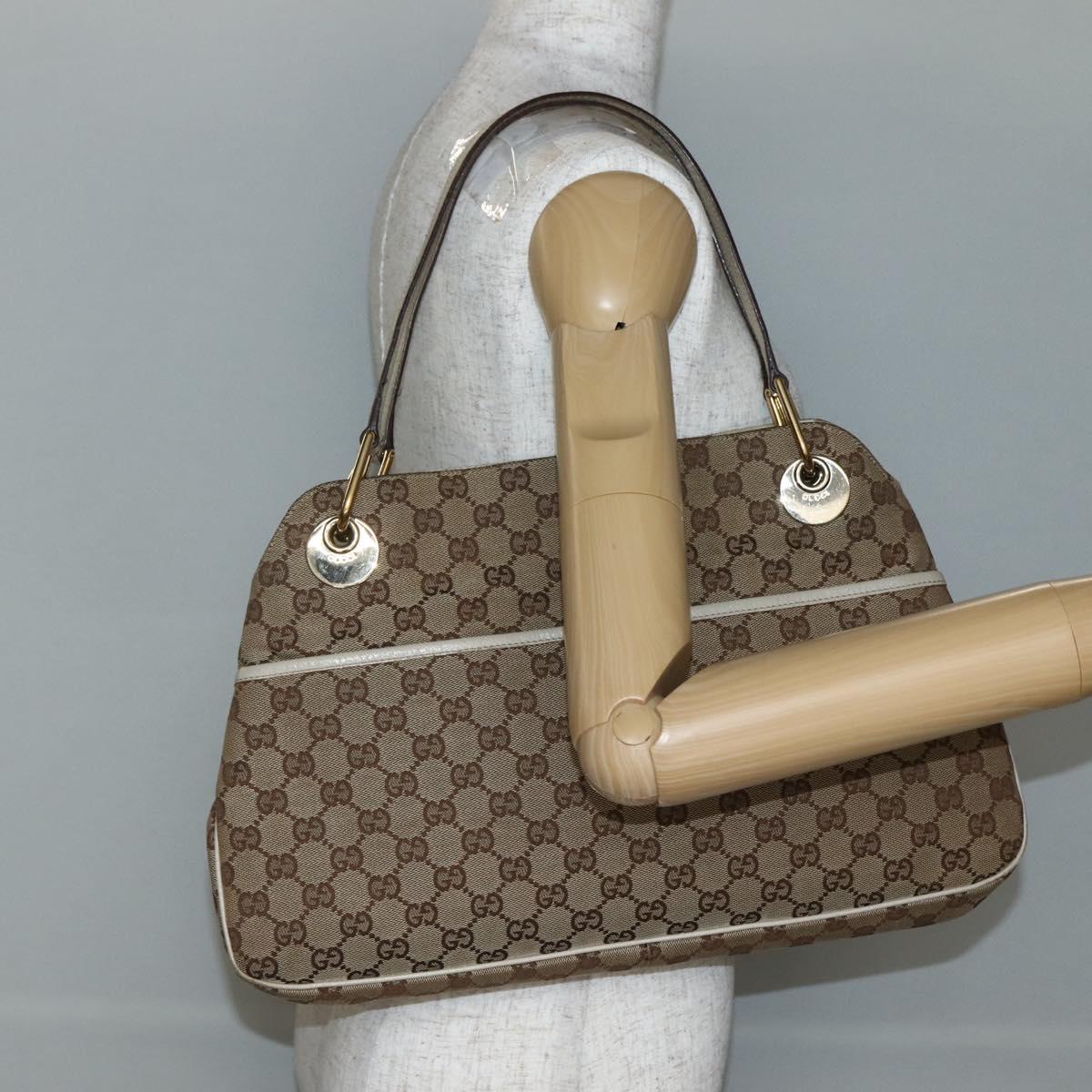 GUCCI GG Canvas Tote Bag Beige Gold 121023 Auth 143241