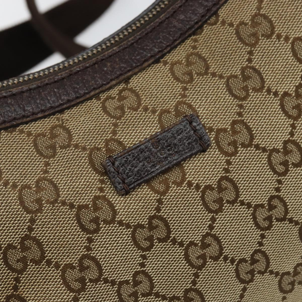 GUCCI GG Canvas Shoulder Bag Beige Silver 181092 Auth 143244