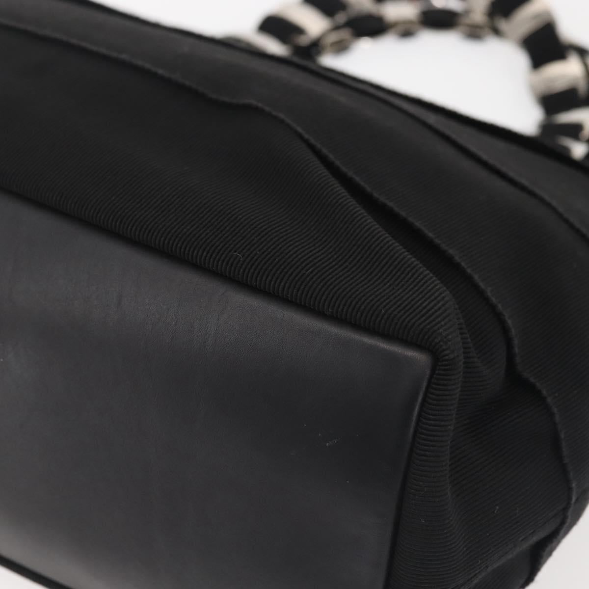 Salvatore Ferragamo Vala Hand Bag Canvas Black Silver Auth 143256