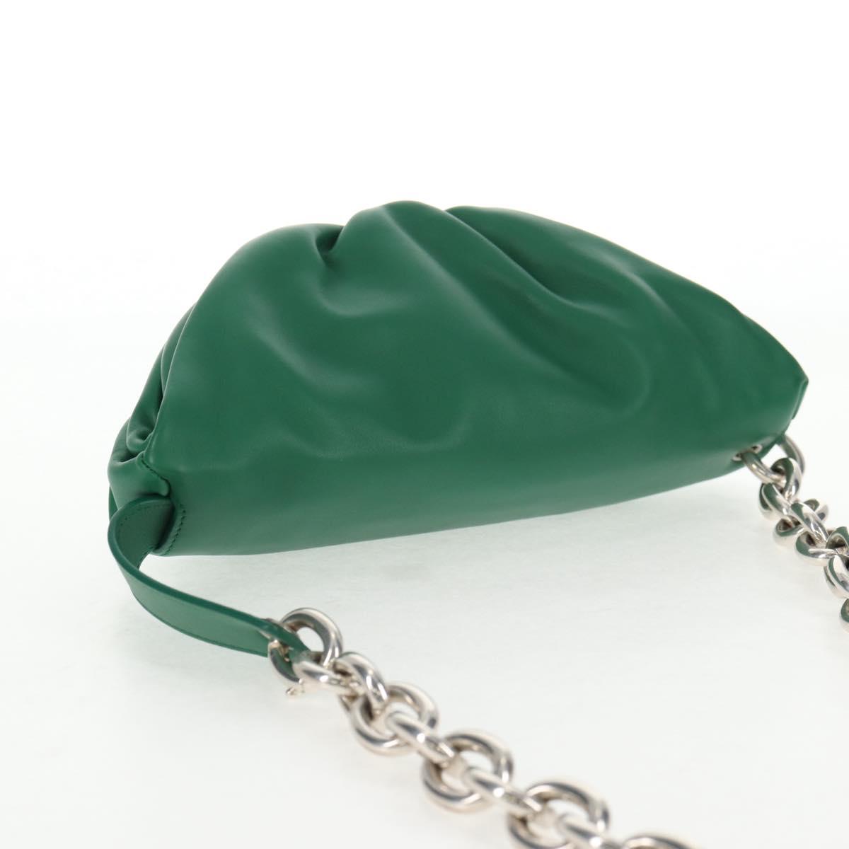 BOTTEGA VENETA The Chain Pouch Leather Green Silver Auth 143261M