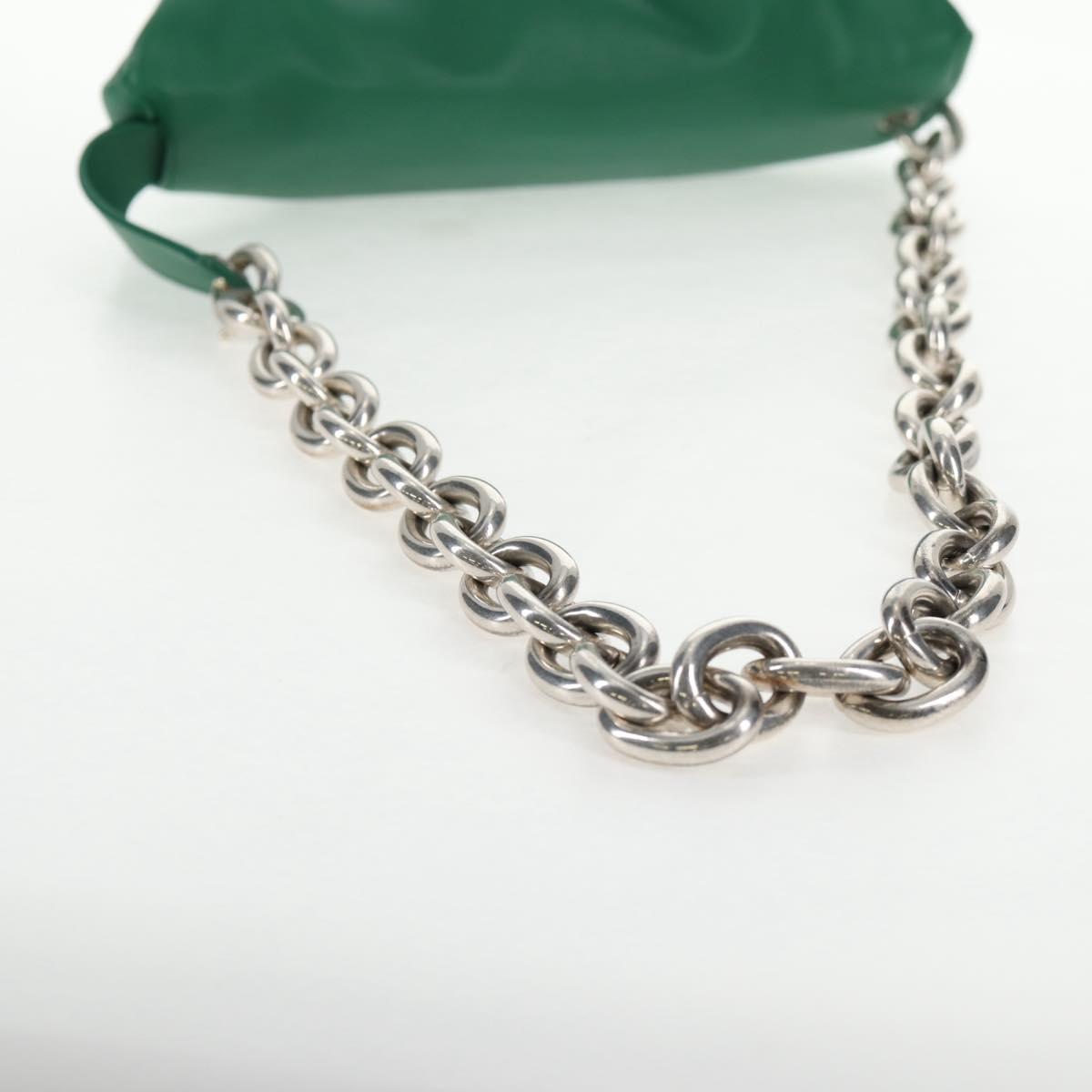 BOTTEGA VENETA The Chain Pouch Leather Green Silver Auth 143261M