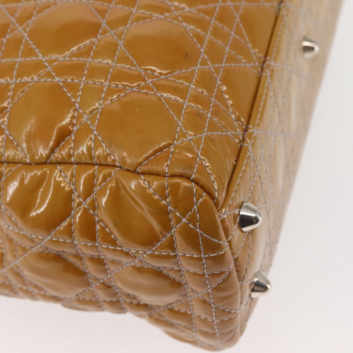 Christian Dior Canage Hand Bag Enamel Yellow Silver Auth 143263