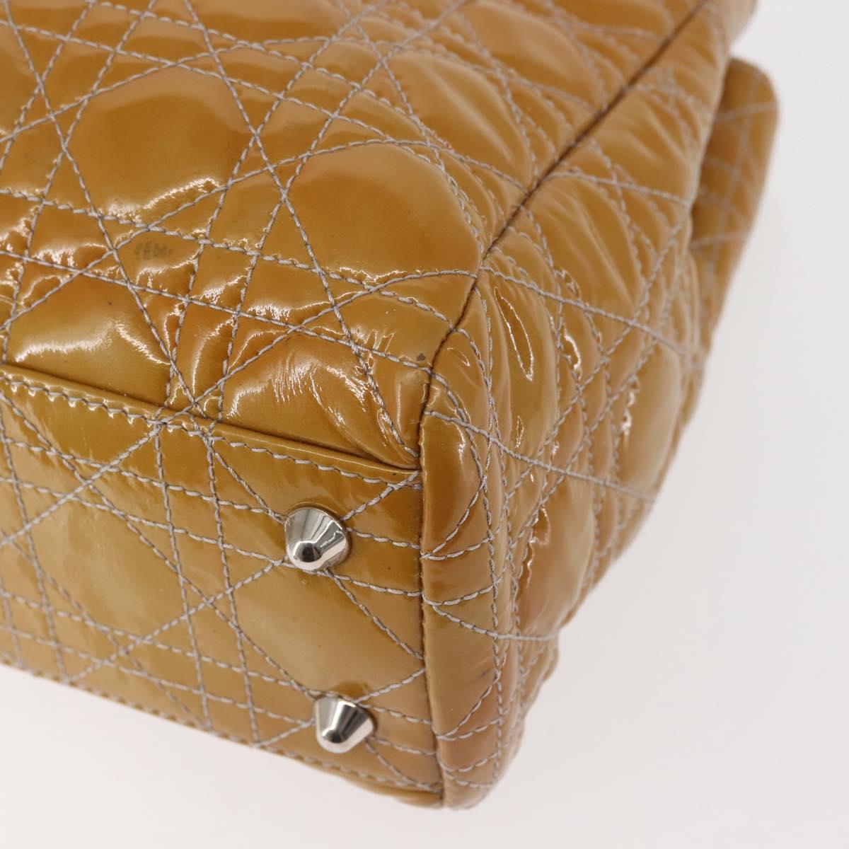 Christian Dior Canage Hand Bag Enamel Yellow Silver Auth 143263