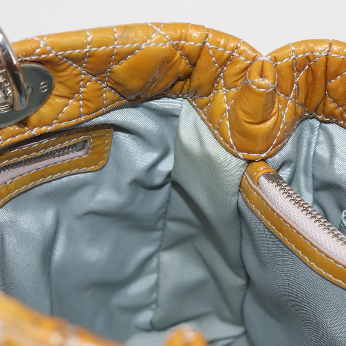 Christian Dior Canage Hand Bag Enamel Yellow Silver Auth 143263