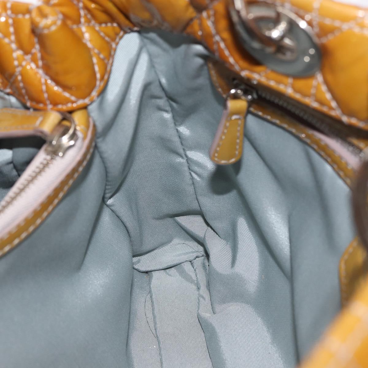Christian Dior Canage Hand Bag Enamel Yellow Silver Auth 143263