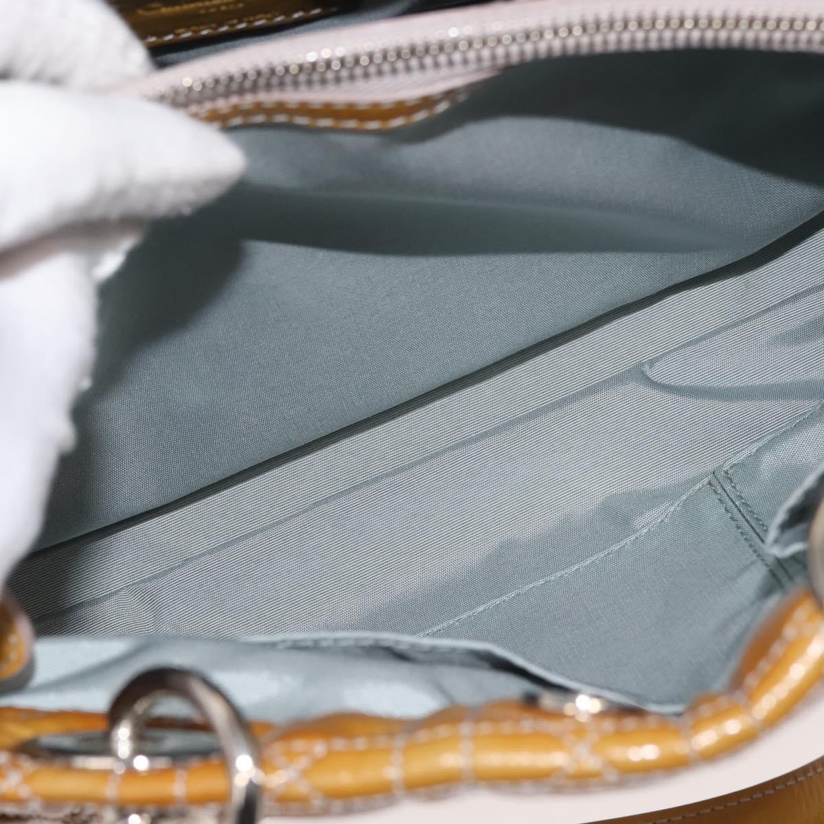 Christian Dior Canage Hand Bag Enamel Yellow Silver Auth 143263