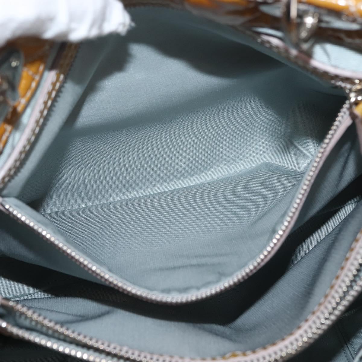 Christian Dior Canage Hand Bag Enamel Yellow Silver Auth 143263