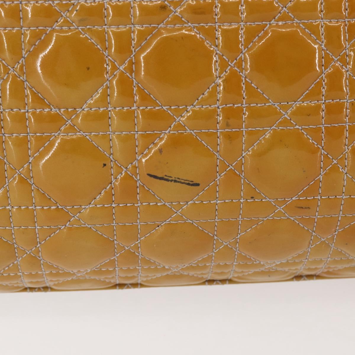 Christian Dior Canage Hand Bag Enamel Yellow Silver Auth 143263