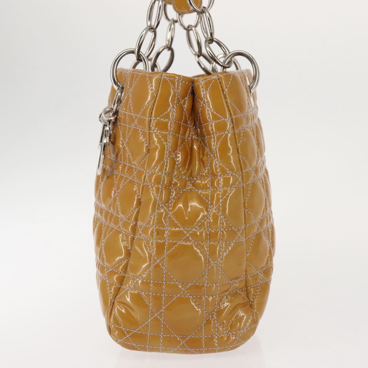 Christian Dior Canage Hand Bag Enamel Yellow Silver Auth 143263